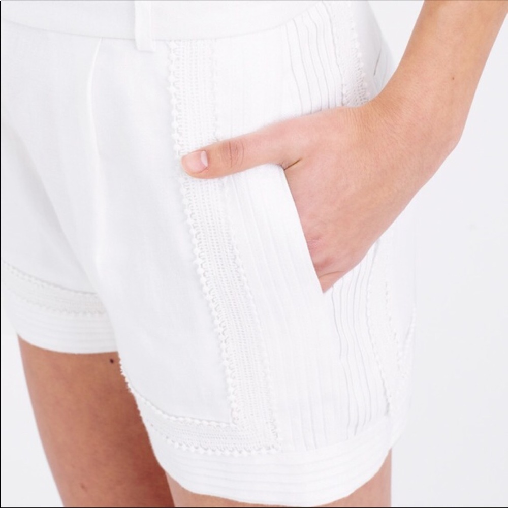 J. Crew White Linen Shorts with Lace Inset